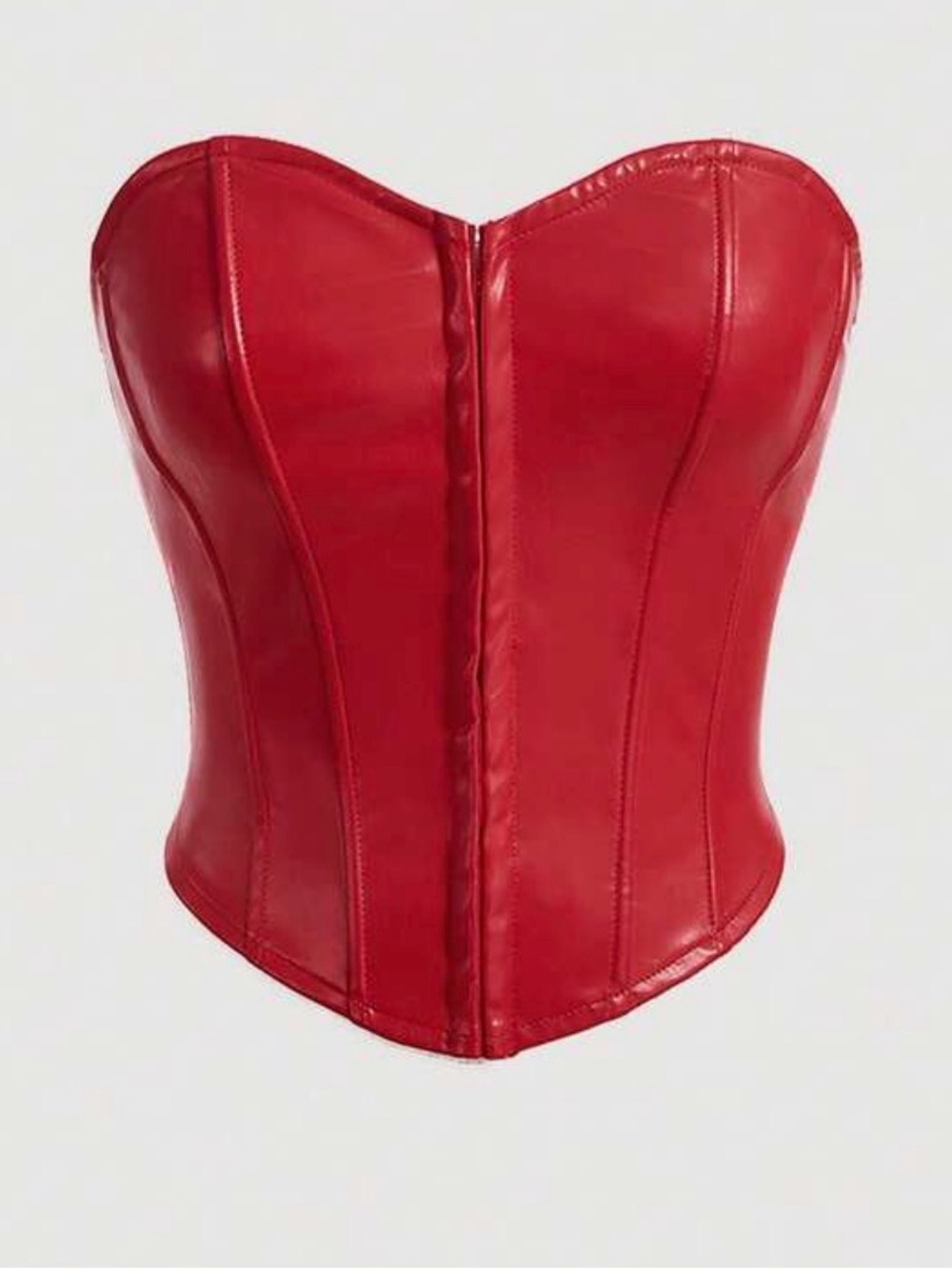 Red faux Leather Bustier Corset Top 2x- Women's Fashion